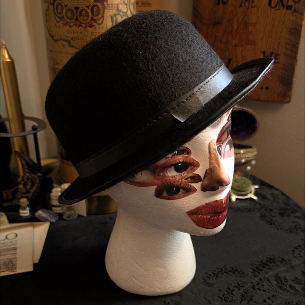 Black Derby Bowler Hat Unisex Small Felt Costume